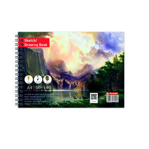 PaperClub  - A4 Artist Sketch Book - Professional Artist Sketchbook, with Back Support- 140 GSM- 50 Sheet- (Matte Finished Cover) Set Of 4