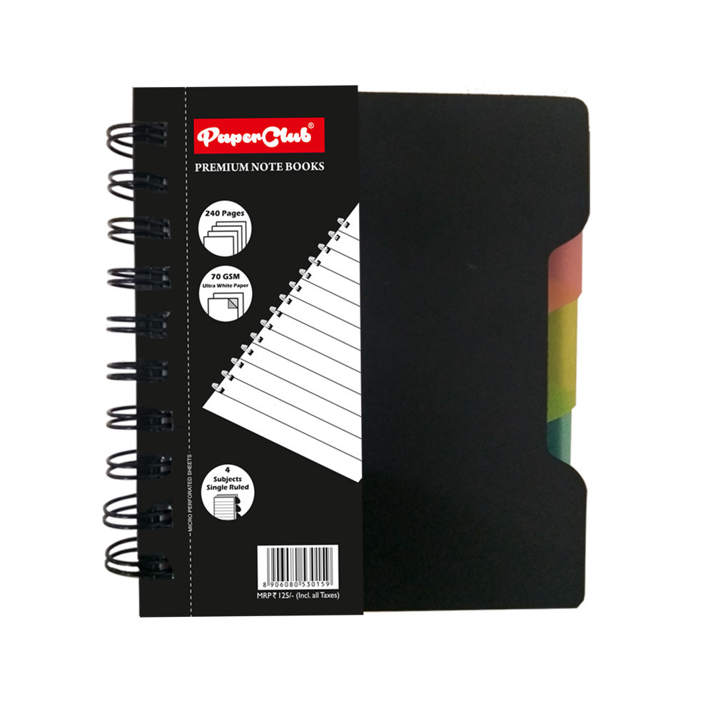 PaperClub Wiro PP Ruled NoteBook | 53105 | 300 PAGES | SIZE : B5 | 17.6cmx25cm | RULED | 5-SUBJECT