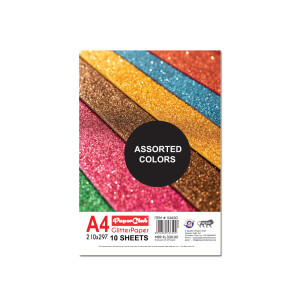 PaperClub High Quality - Glitter Paper Sheet - Sparkle Paper Sheet for Art & Craft  - Premium Art and Craft Materials - A4 Size Pack of 10 Paper Sheets (Assorted Colors)
