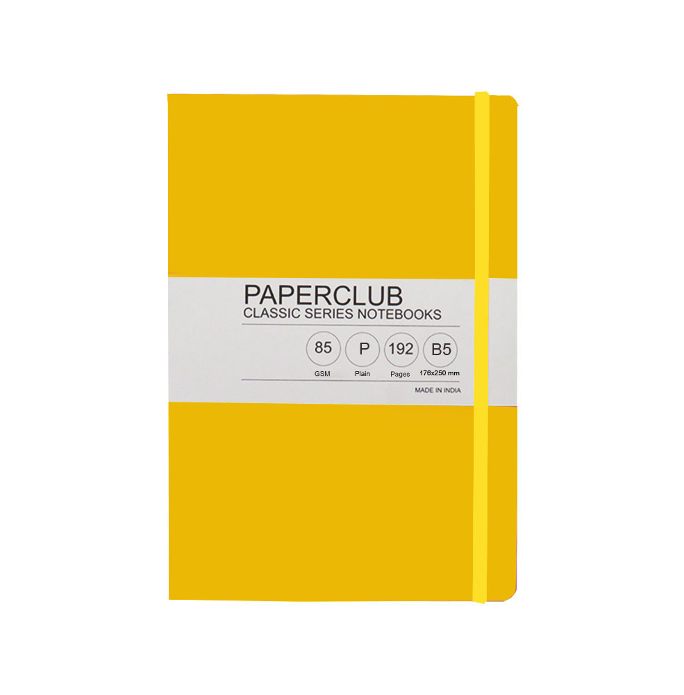 PaperClub Classic Series Notebook, B5-53312| Plain | Assorted Color, Board Cover, Natural White Paper, Fashionable Design