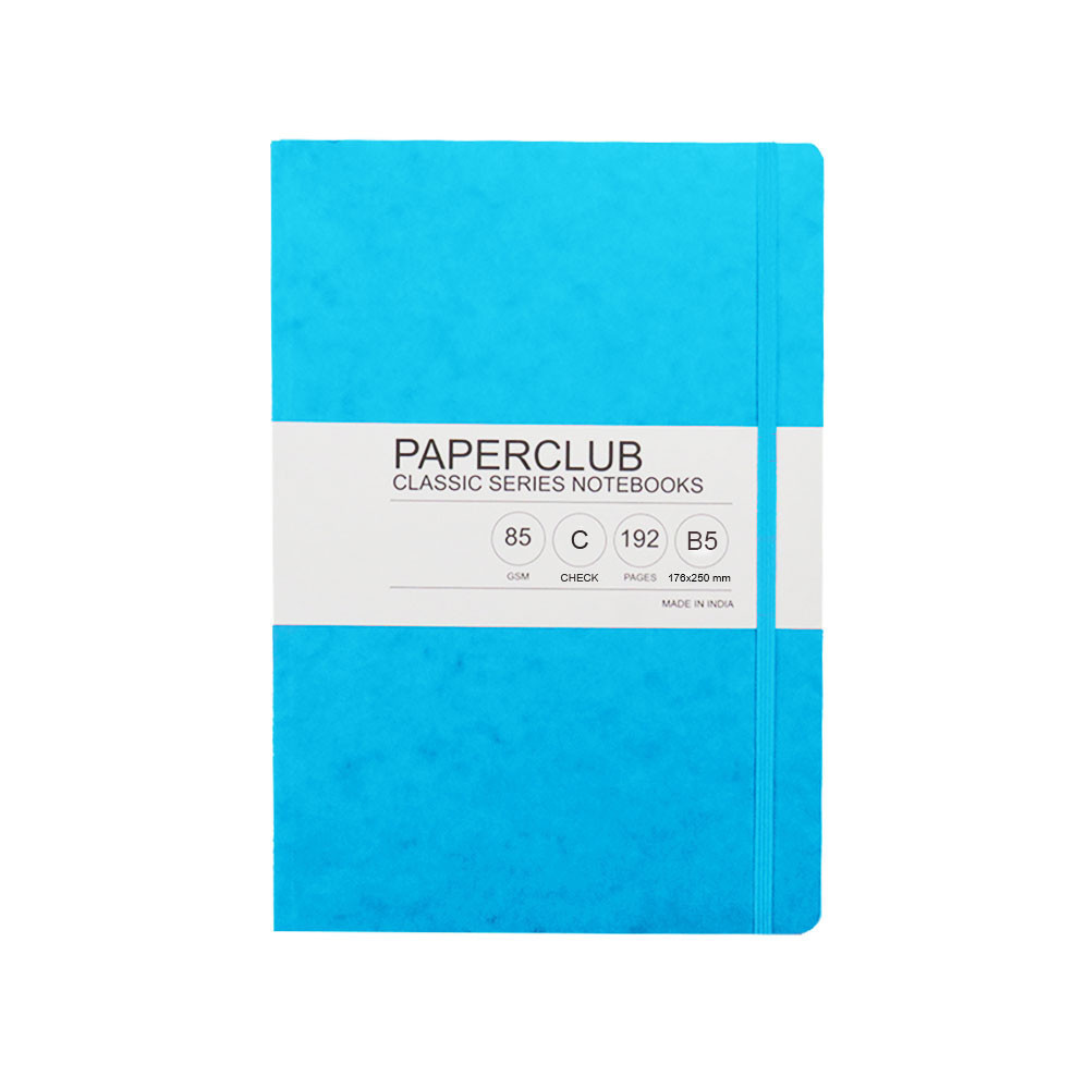 PaperClub Classic Series Notebook, B5-53322| CHECK| Assorted Color, Board Cover, Natural White Paper, Fashionable Design